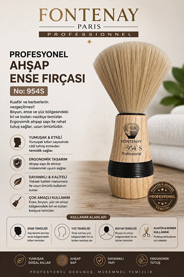 Fontenay Professional Wooden Back Brush No: 954S