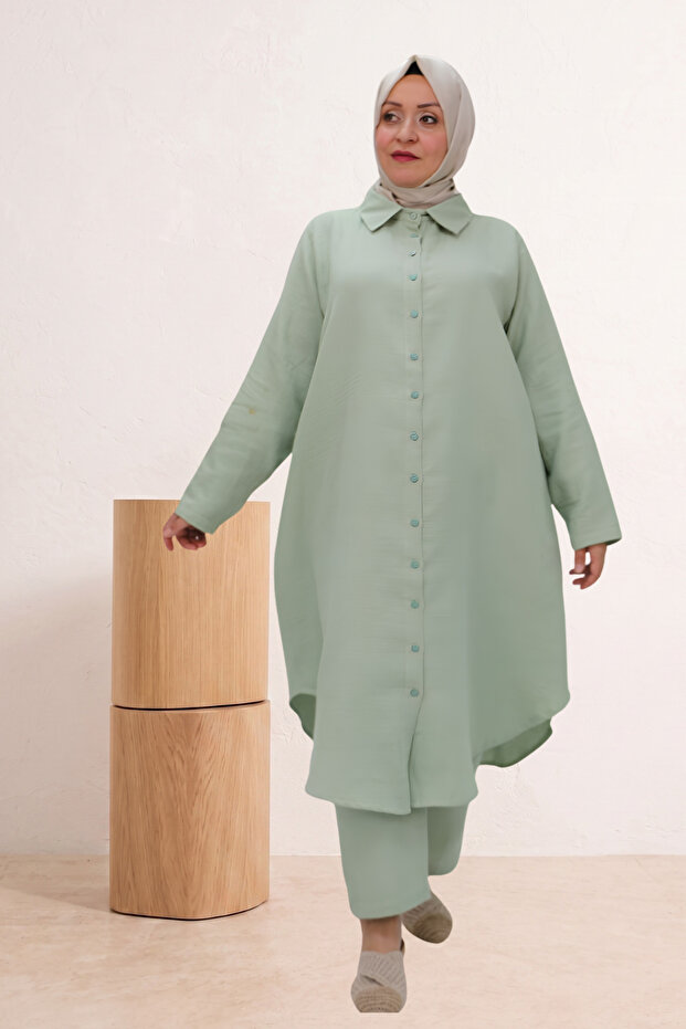 57047 Large Size Muslin Trousers Set - Nefti