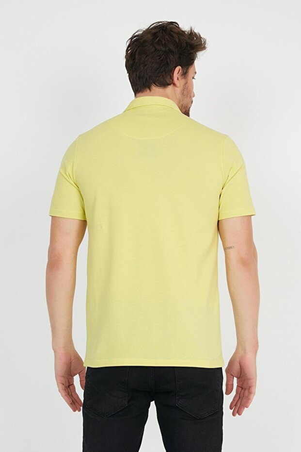 Ανδρικό μπλουζάκι Basic Polo Collar Plain Comfort Saffron - 7