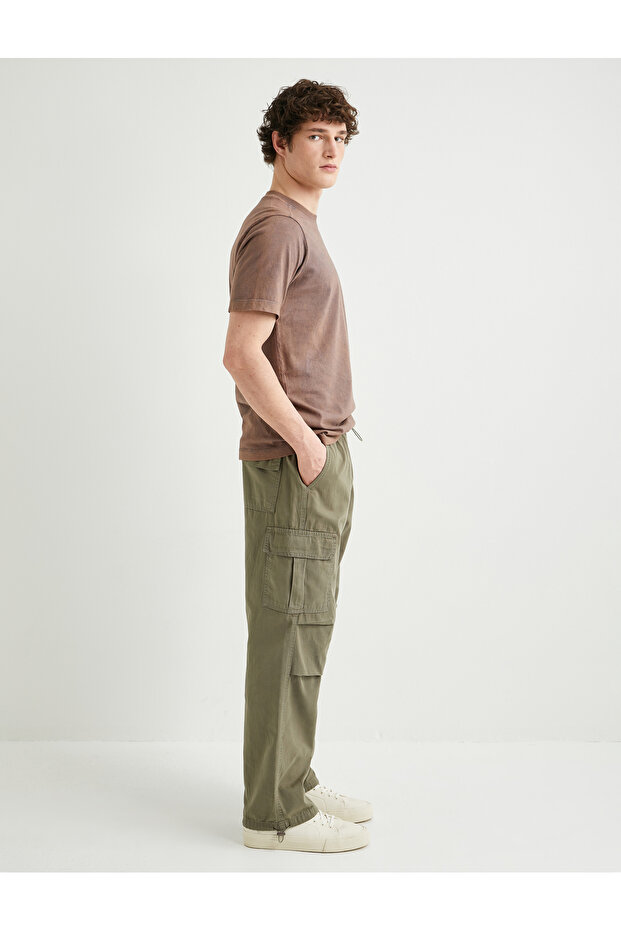 Cargo Parachute Loose Trousers with Elastic Waist Pocket Detail and Stoppers
