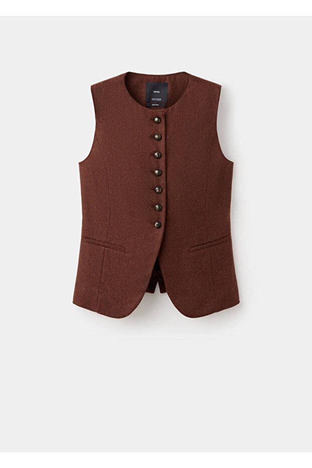 Wool Blend Buttoned Vest - 3