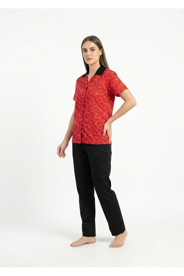 Pajama with Open Buttons, 100% Cotton Fabric