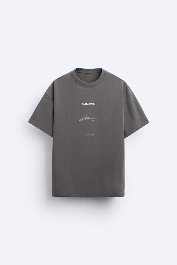 Signature Printed Oversize Smoked Men's T-Shirt