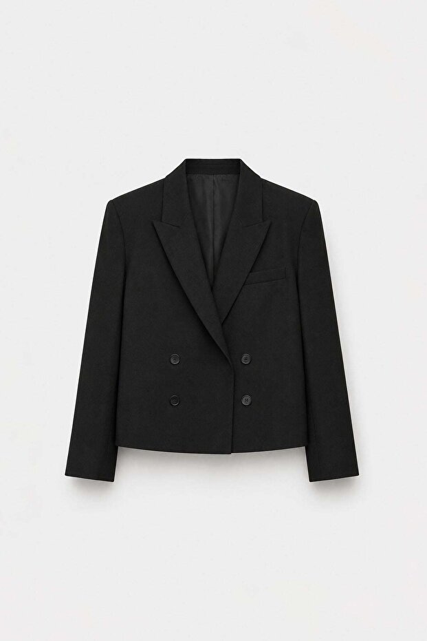 Black Ash Double-Breasted Blazer Jacket - 4