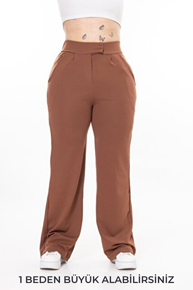 Women's Large Size Lycra Velcro Closure Palazzo Trousers