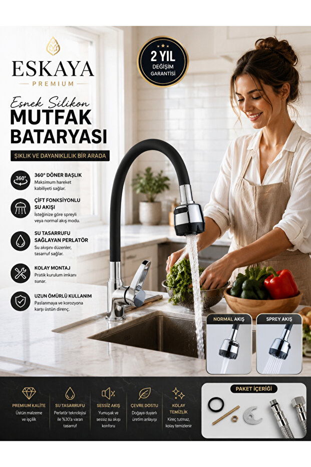 Mix Hot and Cold Water Double Water Inlet Bendable Spout Kitchen and Sink Faucet Mixer