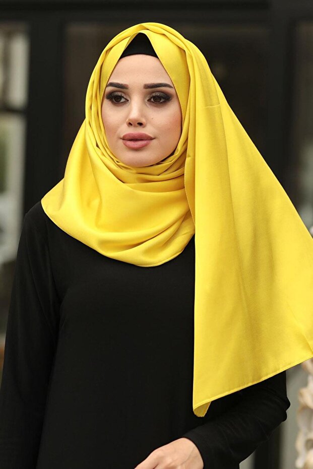 Silk Look Yellow Shawl 7501Sr