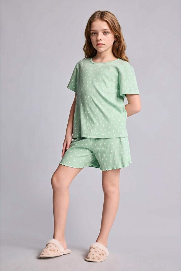 Regular Fit Polka Dot Ribbed Camisole 2-Piece Pajama Set for Girls H8103A826Hs