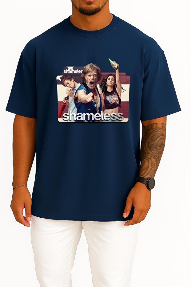 قصة فضفاضة تي شيرت Shameless 2 Chest مطبوع للجنسين