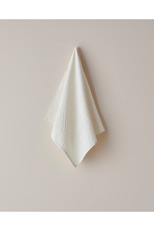 Border Check Cotton Face Towel 50X80 cm Ivory