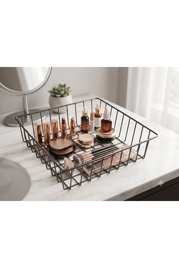 Grid Metal Basket - Rectangular Storage and Organizer Organizer