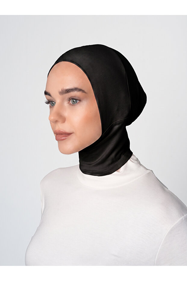 حجاب جاهز نصف يغطي الرقبة - طراز 292 أسود