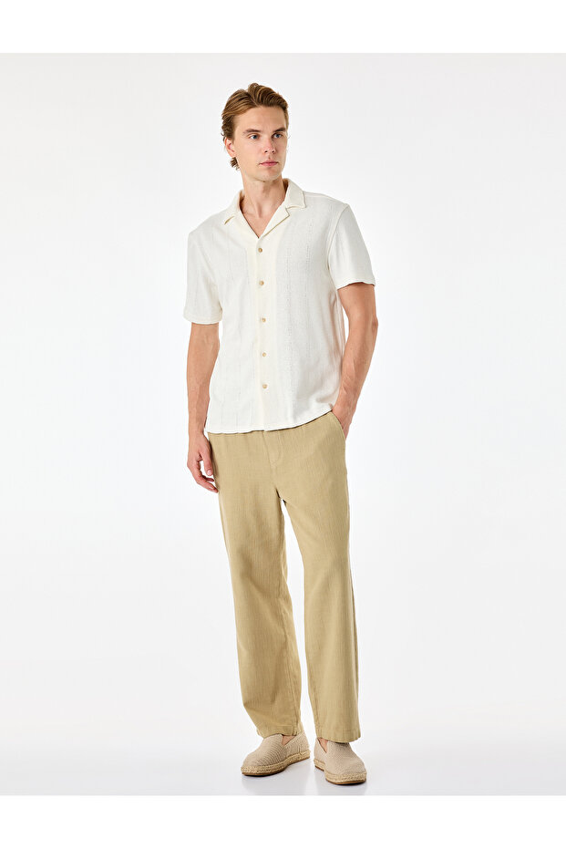 Cotton Pocketed Elastic Waist Lace-Up Trousers