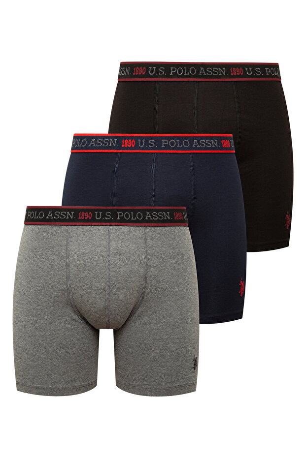 Men's Black - Anthracite Melange - Navy Blue Long Leg 3-Pack Boxers