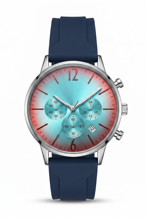 Colorful Glass Slikon Quartz Steel Men's Wristwatch