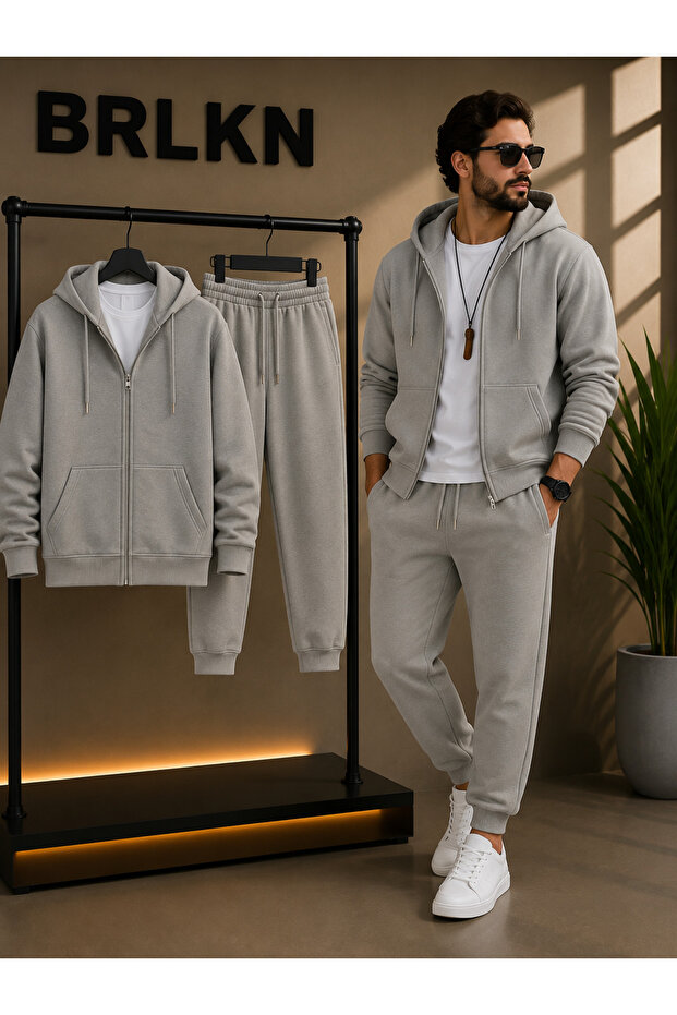 Men's Hooded Jacket Tracksuit Set