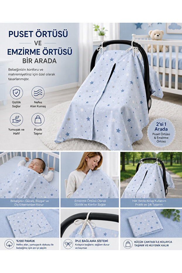 Baby Stroller Cover and Nursing Cover – Multifunctional and Comfortable Use, Cotton Fabric