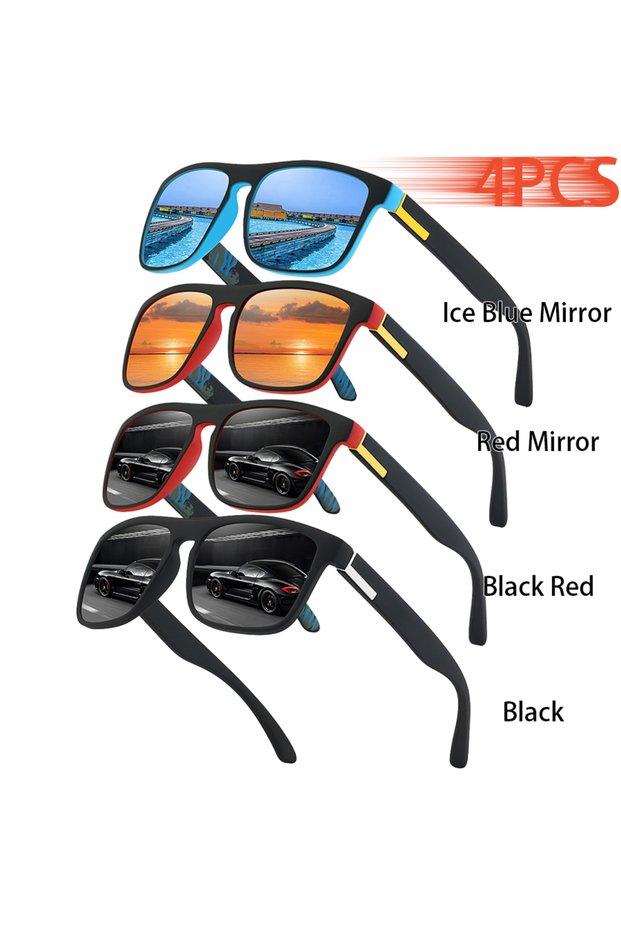 4PCSF733 4PCS Classic Vintage Colorful Stripe Sunglasses Fashion Designer Square Frame Sun Glasses M
