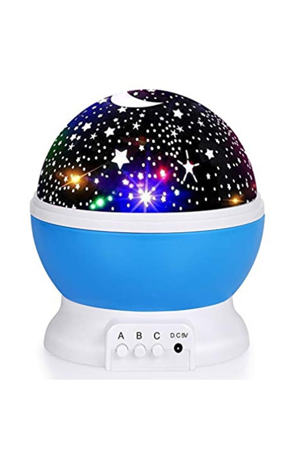 مصباح LED أزرق 360 درجة ° أضواء زخرفية دوارة بتأثير السديم، جهاز عرض السماء المرصعة بالنجوم، ضوء ليلي