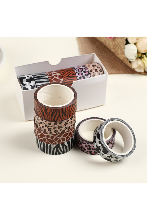 a 6 Pcs Zebra and Paper Tape Creative Leopard Tiger Hand Account Tape DIY Decorative Sticker Tape H.