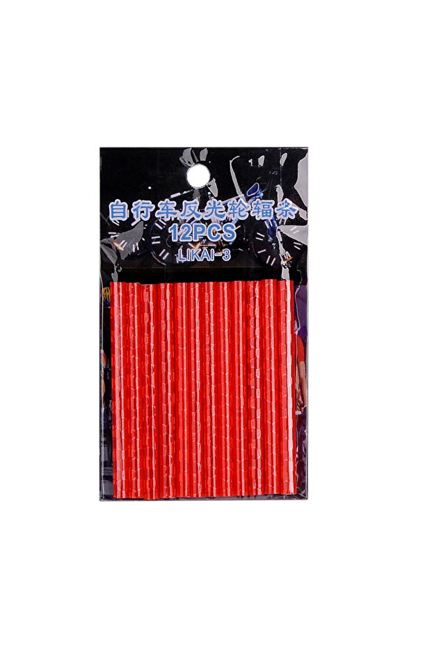 red 12PCS/Bag Bicycle Wheel Spokes Reflective Sticker Tube Strip Warning Light DIY 7.5cm MTB Cycling