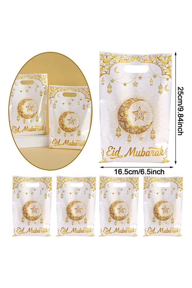 20pcs White Gold EID Mubarak Decoration Gift Bags Ramadan Decoration 2026 for Kid Candy Bags Ramadan