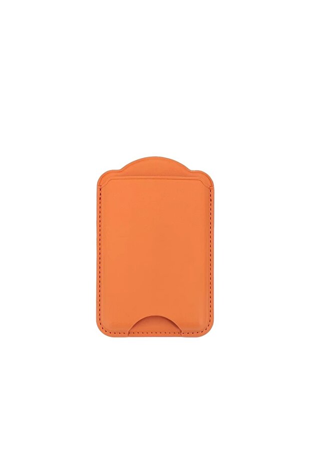 Orange For Magsafe Magnetic PU Leather Card Holder Wallet Cards Case For iPhone 17 Air 16 15 Pro M.