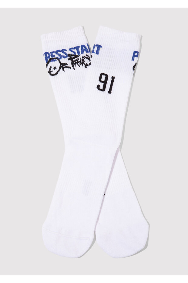 Press Start Printed White Socket Socks 0912198-620