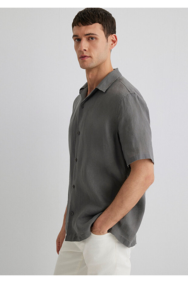 Anthracite Linen Shirt Regular Fit / Regular Cut 0211474-70096
