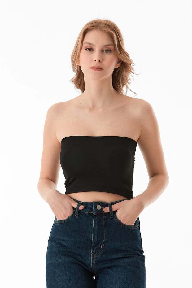 Basic Covered Strapless Bustier - 1