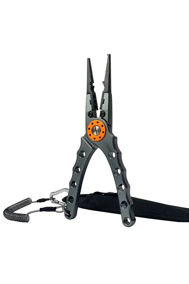 Black Fishing Pliers Line Cutter Multifunctional Knot Aluminum Alloy Scissors Hook Remover 150g 20CM