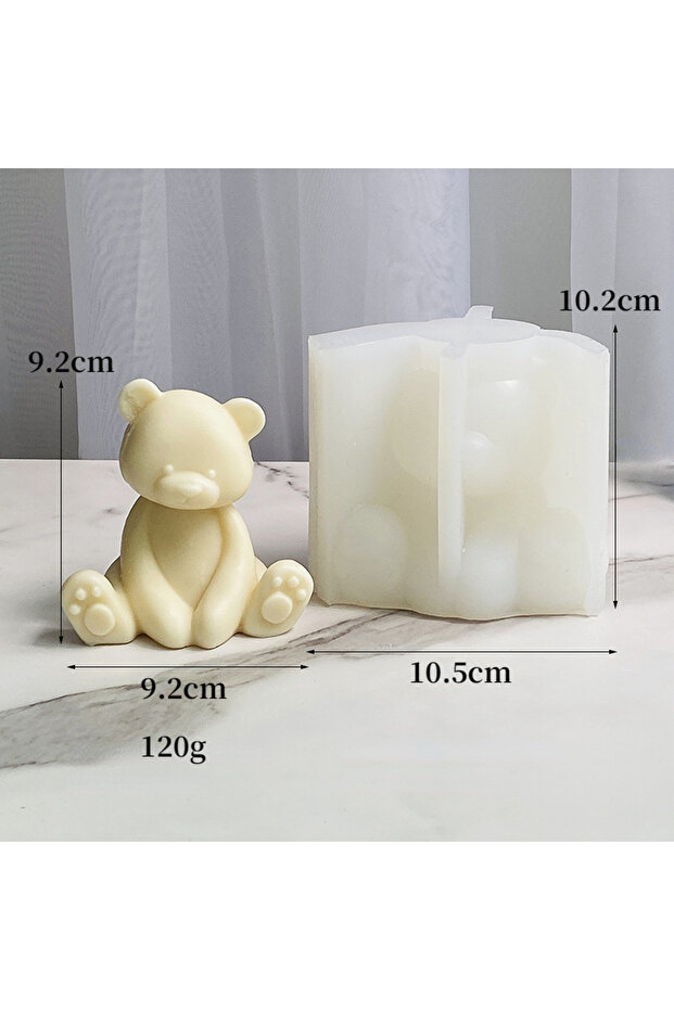 Mold-1 Large 3D Sitting Bear Aromatherapy Candle Silicone Mold Diy Cute Animal Plaster Craft Resin M