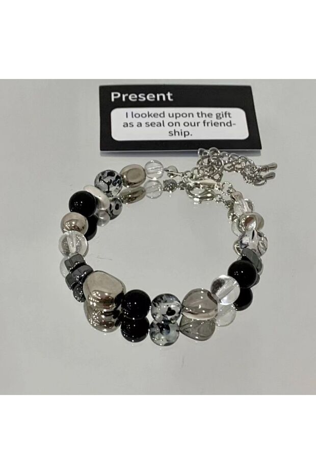 black gallstone Pink Crystal Natural Stone Bracelet Reiki Energy Strand Bracelets Bangles For Women