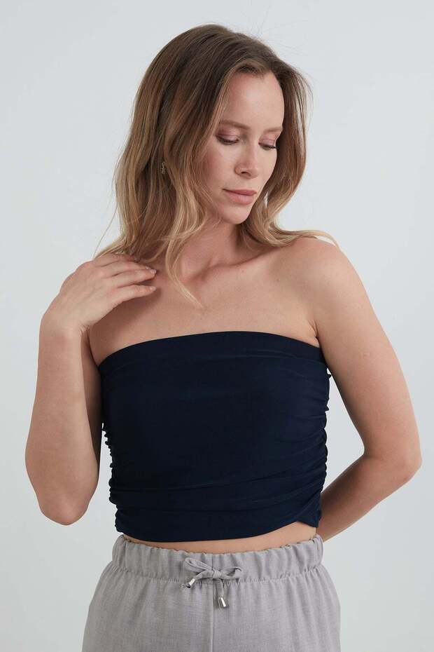 Basic Strapless Bustier with Draped Sides - 1