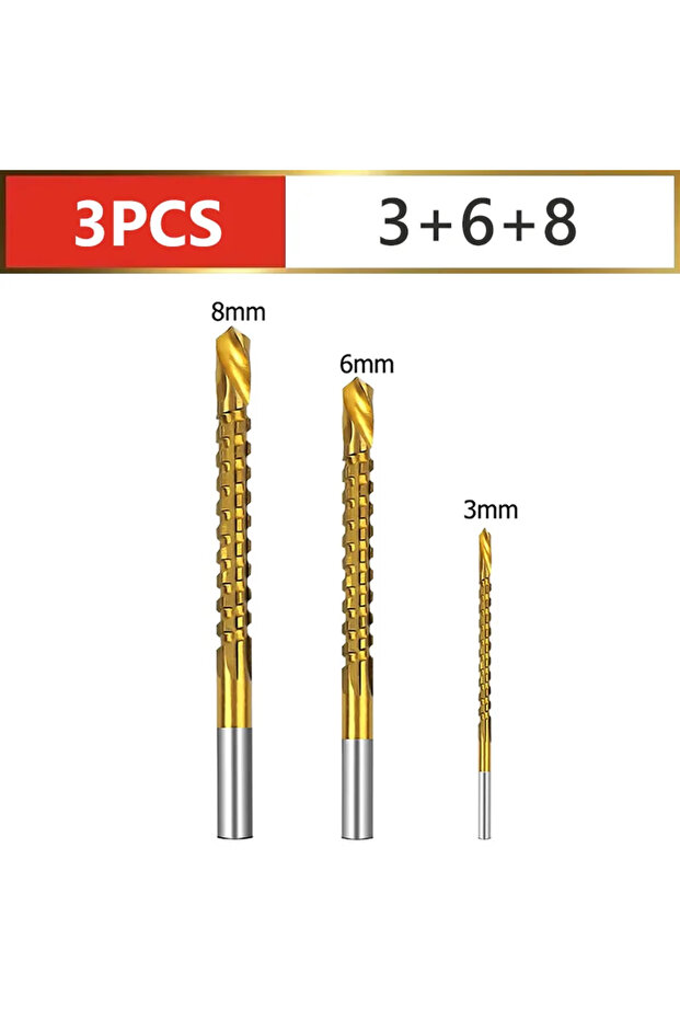 3 6 8 HSS Twist Drill Bits Set Titanium Coated Drill Bit 3-8mm Serrated Grooving Spiral Jagged S