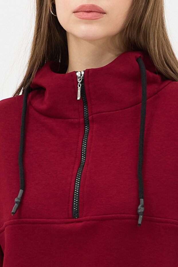Zippered Sweatshirt Claret Red