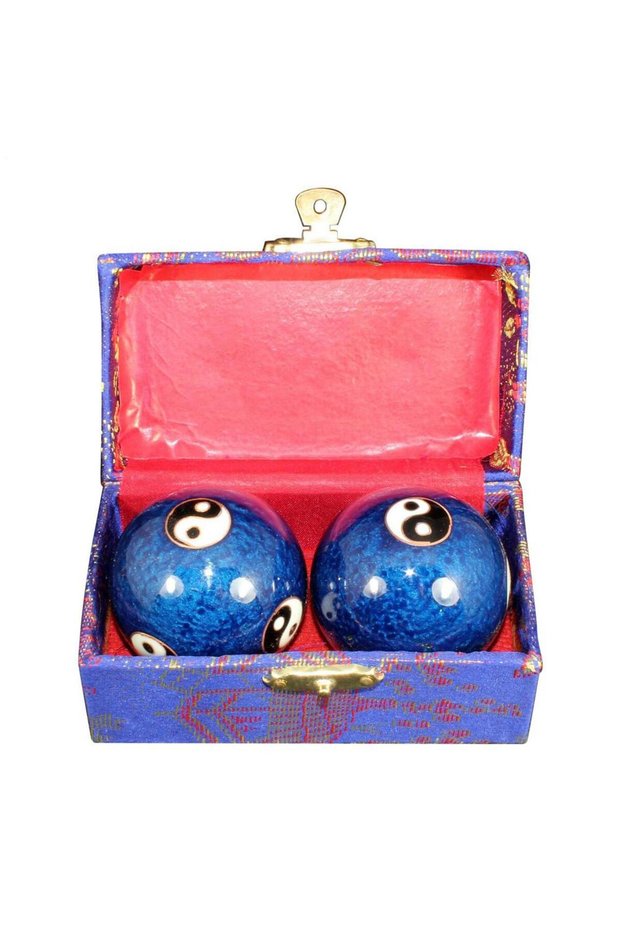 Blue 2pcs 1.85-Inches Chinese Baoding Balls Chinese Medicine Balls Metal Meditation Balls Health Bal