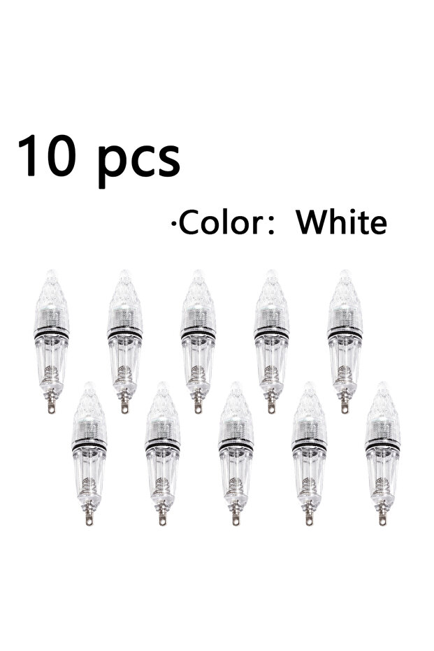 White-10 pcs 10 pcs LED Flashing Fishing Light, Saltwater and Freshwater Universal Night Light, Outd