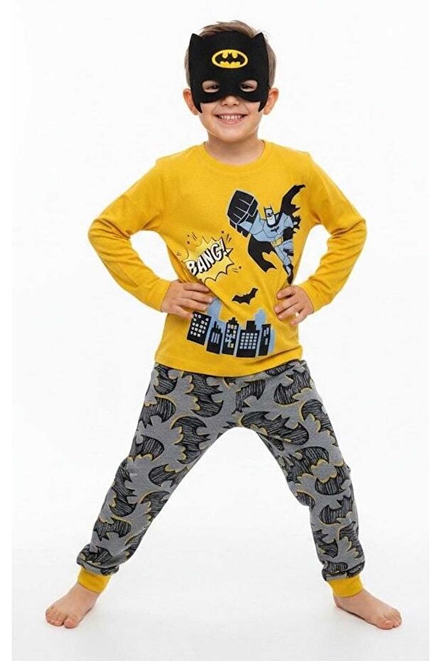 100% Cotton 3-Piece Pajama Sets with Eye Mask Character Print for Children