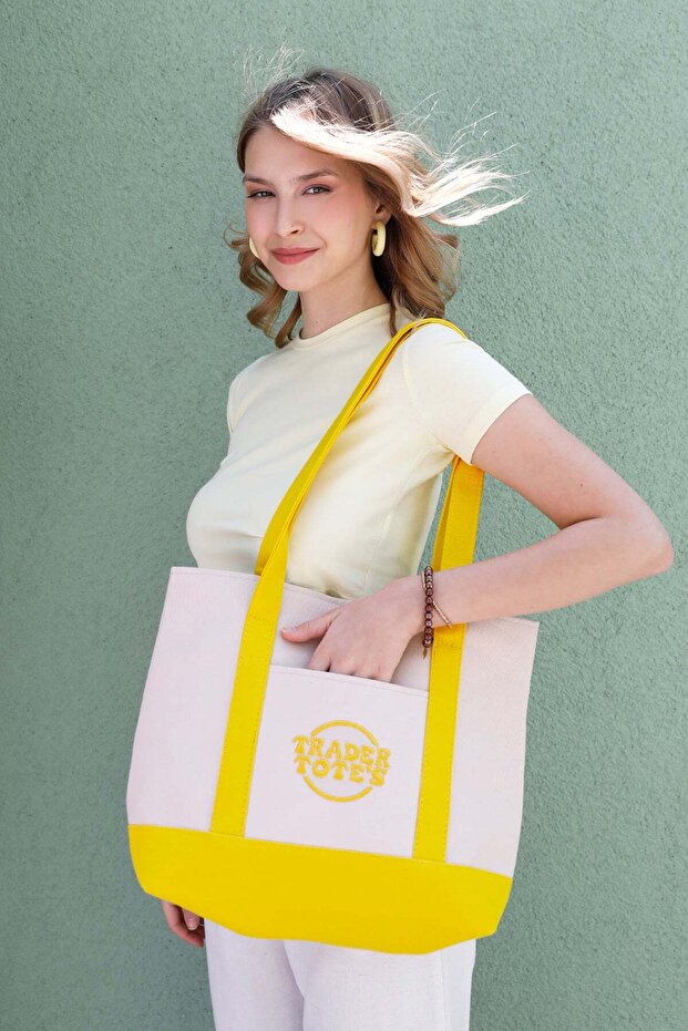 Text Embroidered Pocket Arm Bag