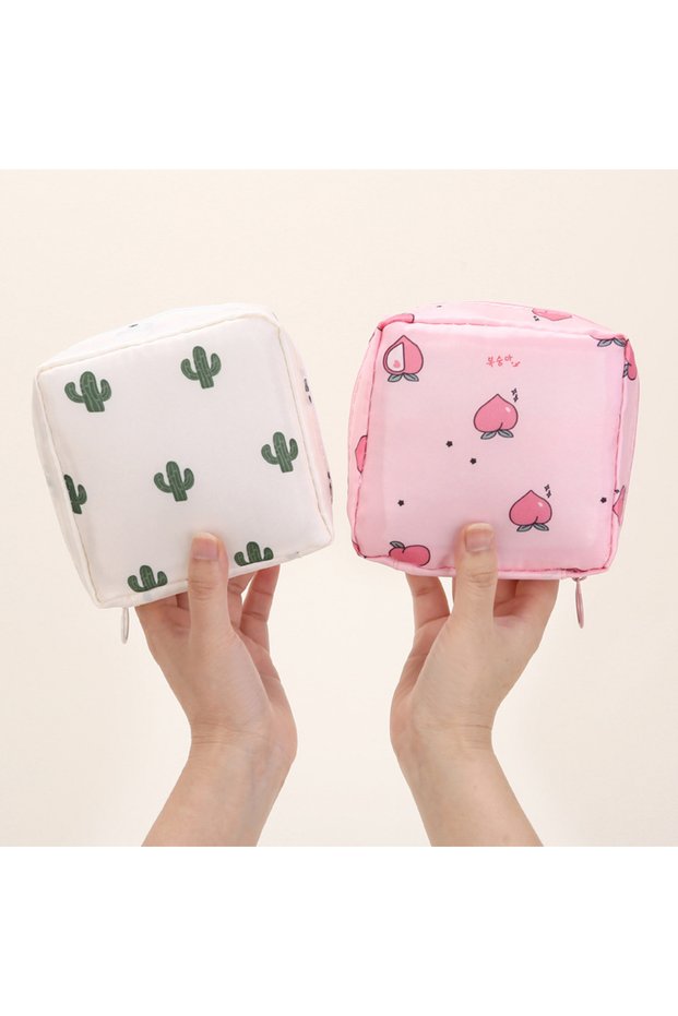 Style B 2pcs Women Sanitary Napkin Tampon Storage Bag Portable Waterproof Organizer Pouch Cartoon Pa