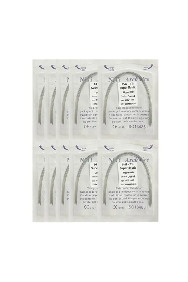 014 Upper-NT-10Pack 10pack أسلاك تقويم الأسنان فائقة المرونة NITI دائرية ومستطيلة