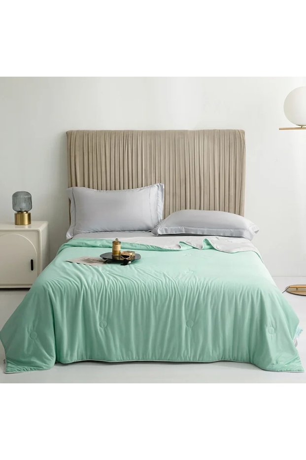 200x230cm Aqua Green Air Condition Comforter for Summer Pure Color Ice Silk Cooling Blanket Lightwei