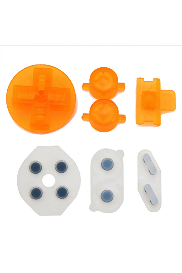 أزرار D-pad شفافة برتقالية اللون (1 مجموعة) موصلة لألعاب GameBoy Classic و GB DMG، أزرار A و B للتركيب الذاتي