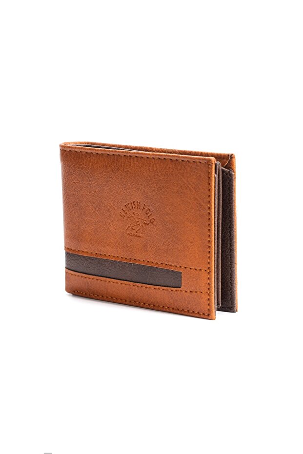Men's Faux Leather Minimal Wallet and Card Holder - Tan - Black
