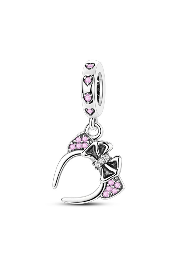 KTC1380 925 Sterling Silver Pink Bowknot Charms Beads Fit Original Bracelet Pendants Dangle Diy Jewe