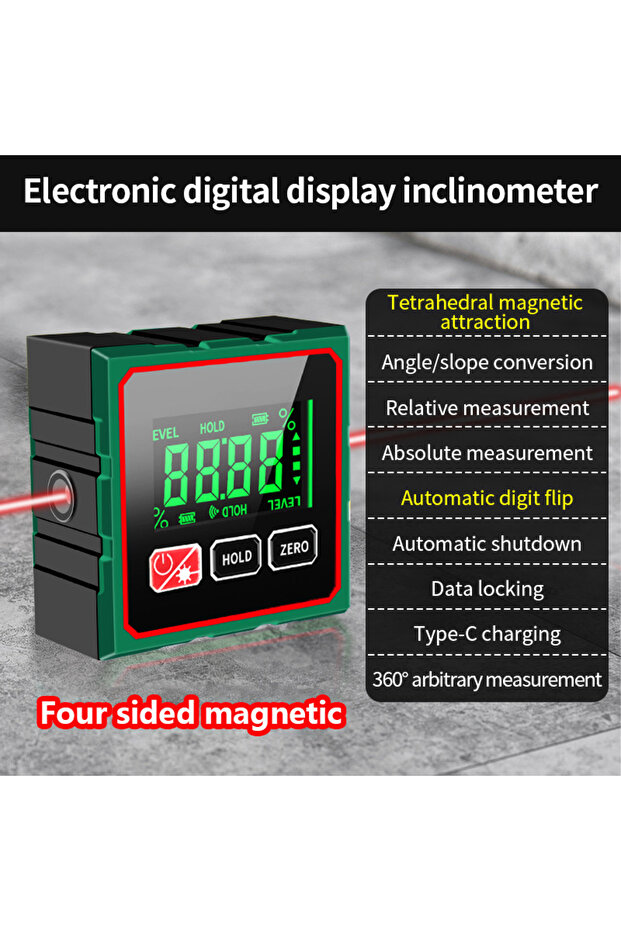 Upgrade With Laser-1 Magnetic Digital Angle Finder with Electronic Laser Gauge Protractor Inclinomet