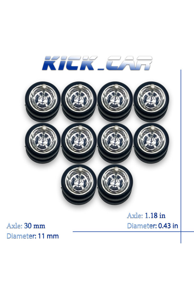 HW01-SL 1/64 Wheels with Fixed Tires Four Spoke for Toy Model Diecast Cars Refitting Parts for MIN.