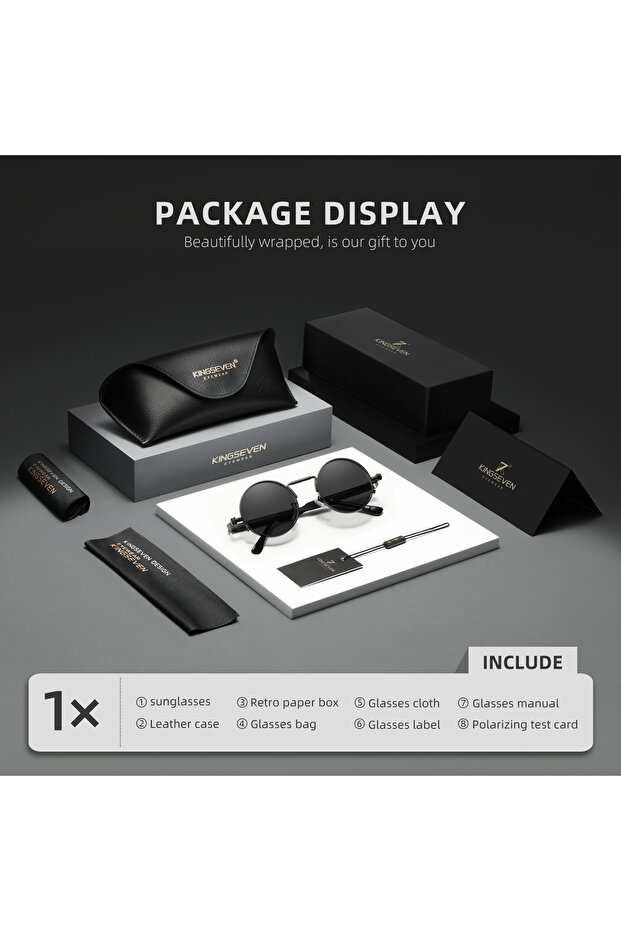 Black Gray KINGSEVEN Original Designe Sunglasses Gothic Punk Polarized Men UV400 Glasses Women Round