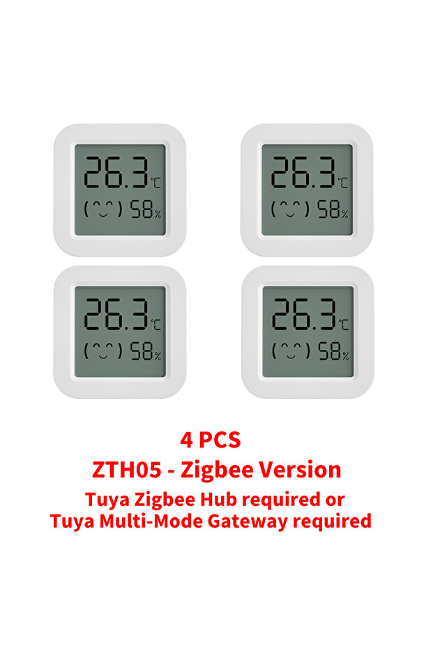 4 PCS Mini Thermometer Hygrometer Zigbee Temperature Humidity Sensor Require Zigbee Hub Work with Tu